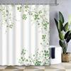 Fresh Green Plant Pattern Waterproof Shower Curtain Bathroom Decoration Partition Shower Curtain Suitable For Toilet