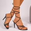 Women'S Shoes Summer Cross Strap Sandals Height Increasing Fashion White Plus Size Sexy Round Head Strap Slim Heel High Heels