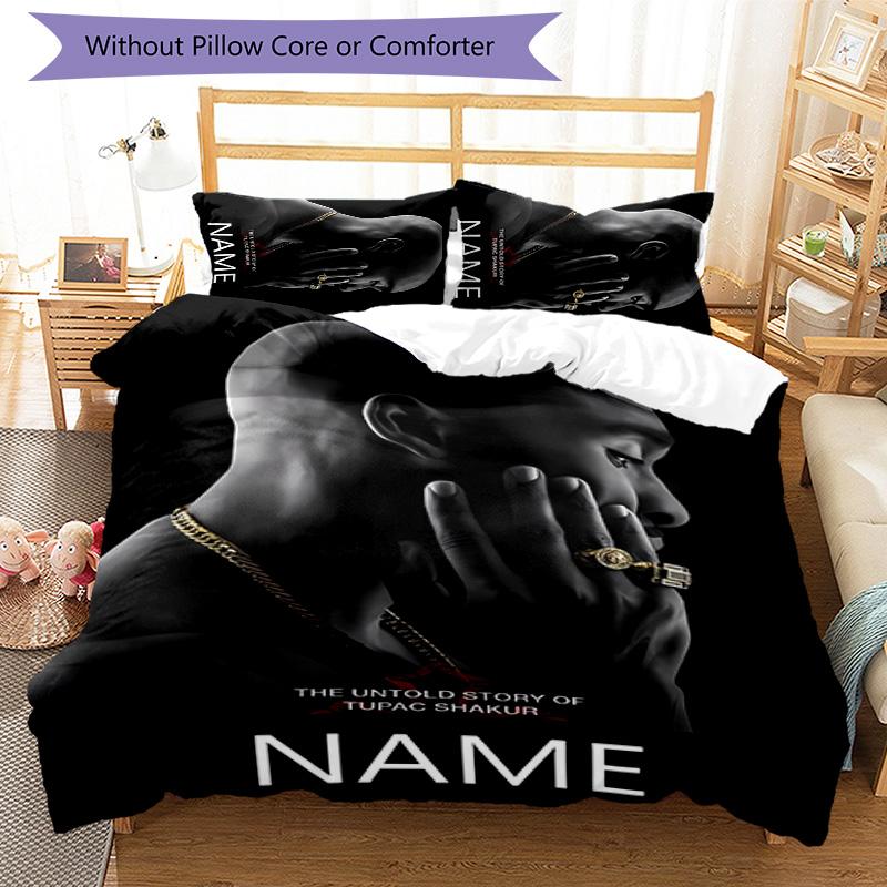 3pcs Rapper2 Cover Set - Personalized Name, HD Printed Bedding with 1 Cover and 2 Pillowcases - Perfect for Home Decor, Easy Care