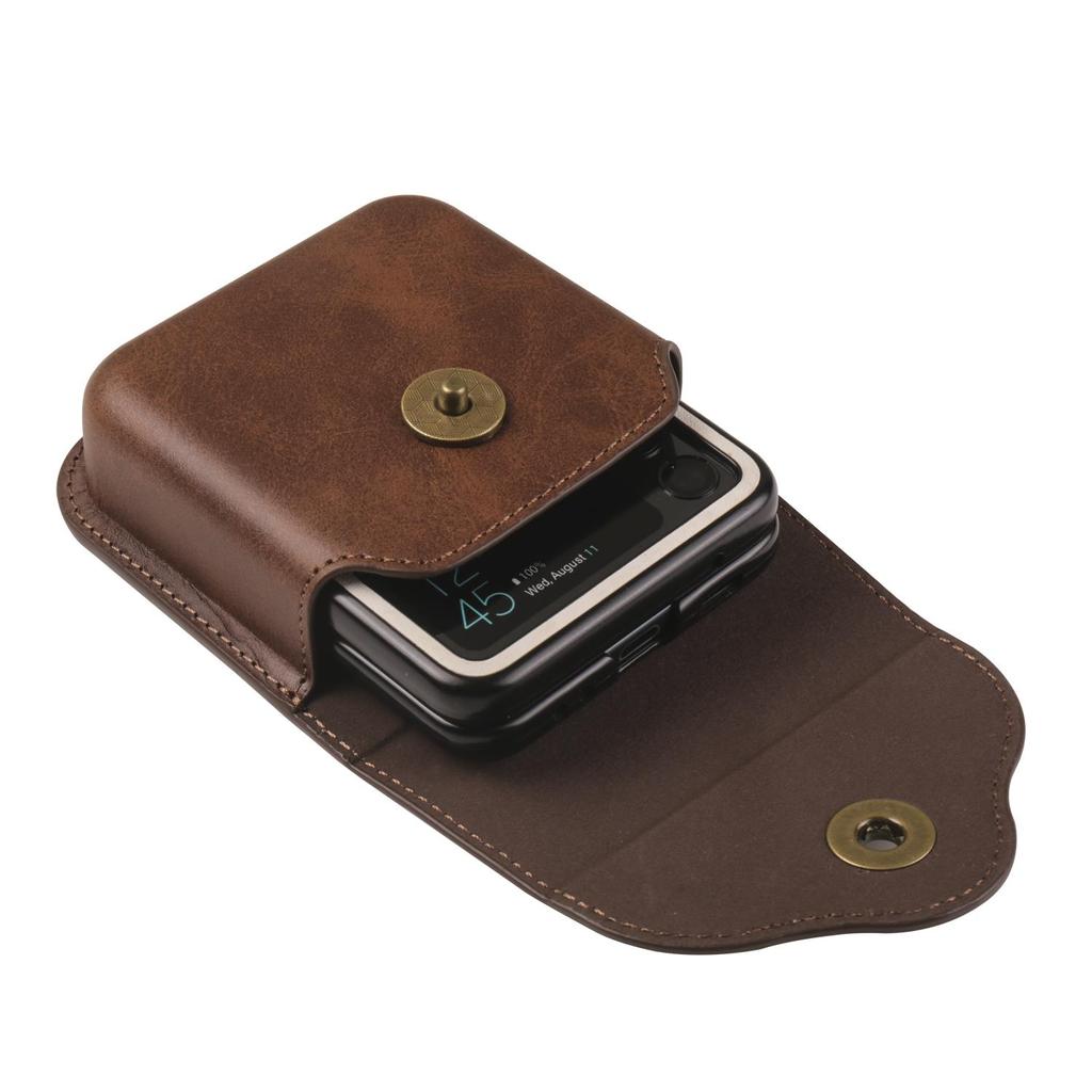 Luxury Leather Belt Clip Phone Case Men Waist Bag Cover For Samsung Z Flip6 Flip5 Moto Razr Oppo Vivo Tecno Honor Galaxy Flip 6 5 4 3 5G Holster Pouch