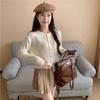 2024 Stylish Red Gold-Buckled Christmas Sweater Jacket for Women