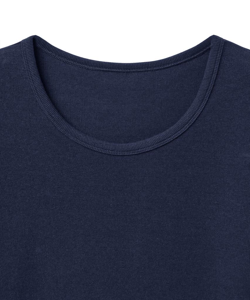 NOIRER FOR WOMAN Slim Ribbed T-Shirt (Navy)