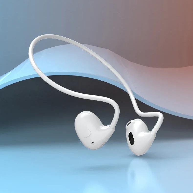 

Wireless Bluetooth 5.3 Headphones Air-Conduction Waterproof Headset Stereo Over-Ear Sports Earphones Earbuds with Mic білий