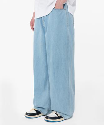 GLW Linen-Like Easy Wide Denim Pants Light Indigo