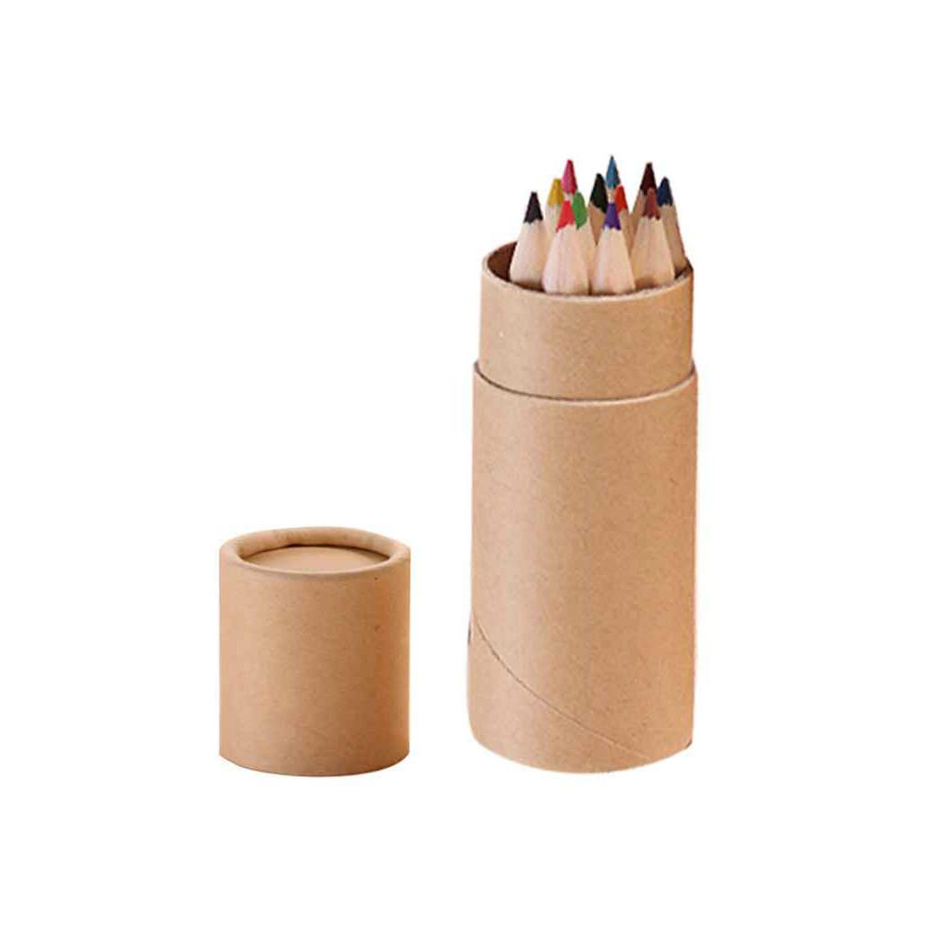 

12 шт. Канцелярские товары Милый медведь Мультяшный Мини цветной карандаш Деревянный Рисование Школа