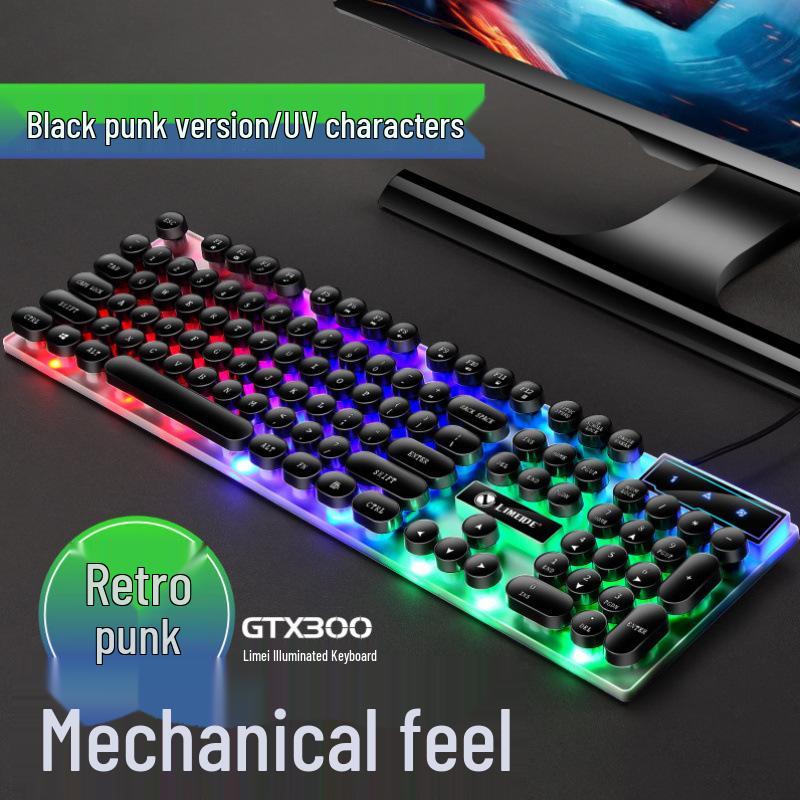 Gaming Style USB Keyboard and Mouse Set with Backlit Mechanical Feel for Desktop and Laptop