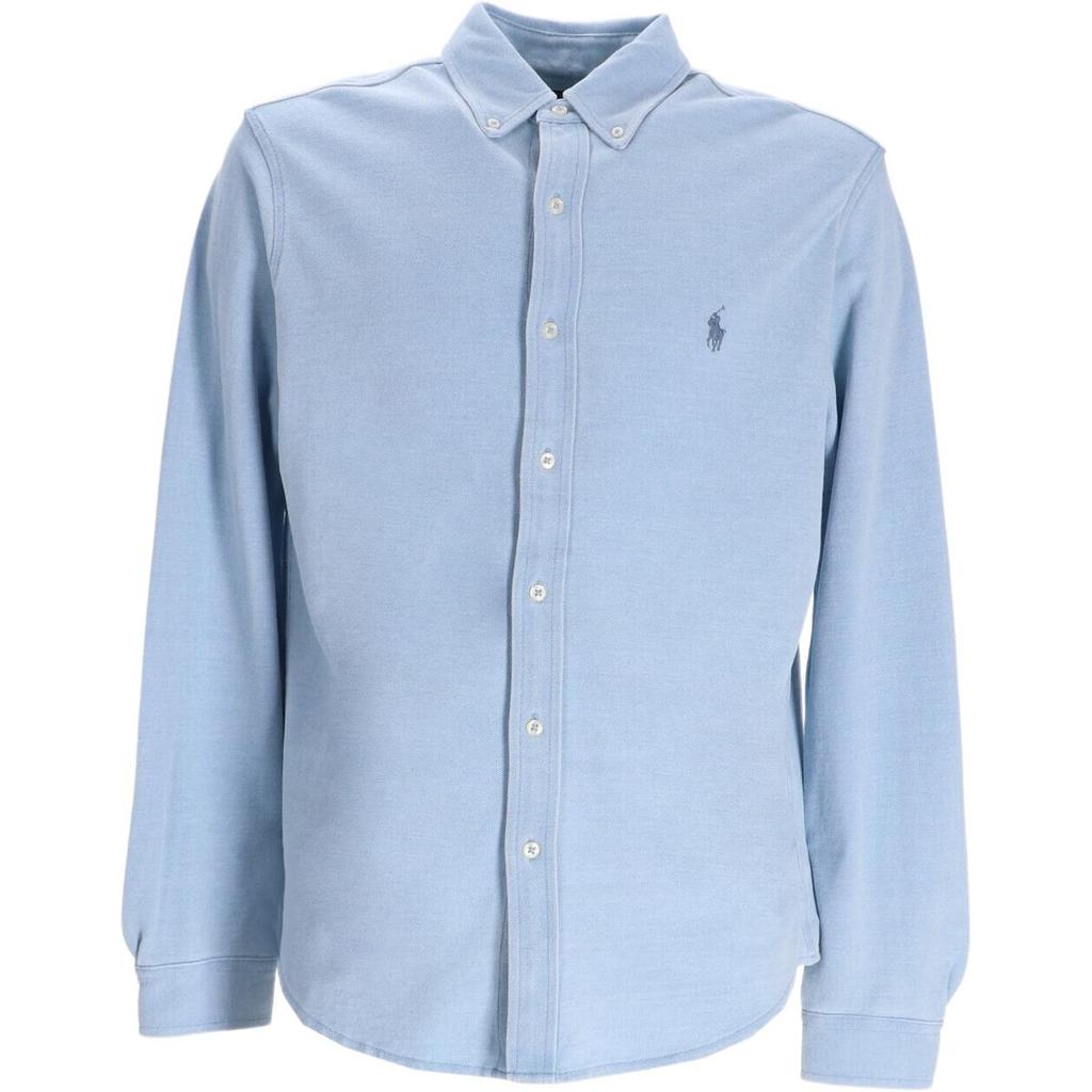 Polo Ralph Lauren Solid Color Button Long Sleeve Shirt Men Shirts Light-Blue 710654408-130