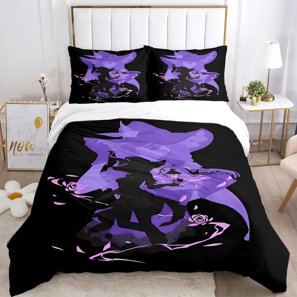 Genshin Impact Print Three Piece Bedding Set Fashion Article Children or Adults for Beds Quilt Covers Pillowcases Bedding Set