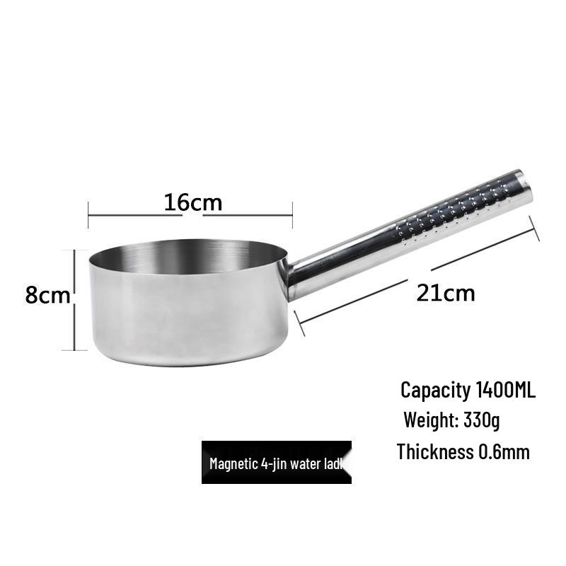 Stainless Steel Flat Bottom Kitchen Water Ladle and Soup/Milk Pot Combo.