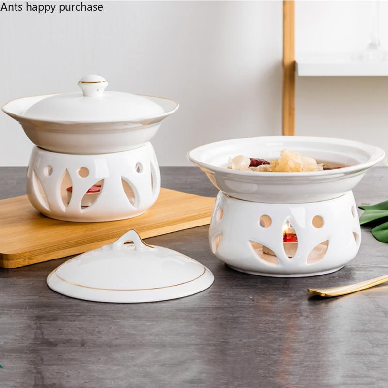 White Ceramic Bowl Candle Heating Tableware Soup Bowls Fruit Salad Bowl Noodle Bowls Dinner Plate Dessert Plate Dish Soup Pot