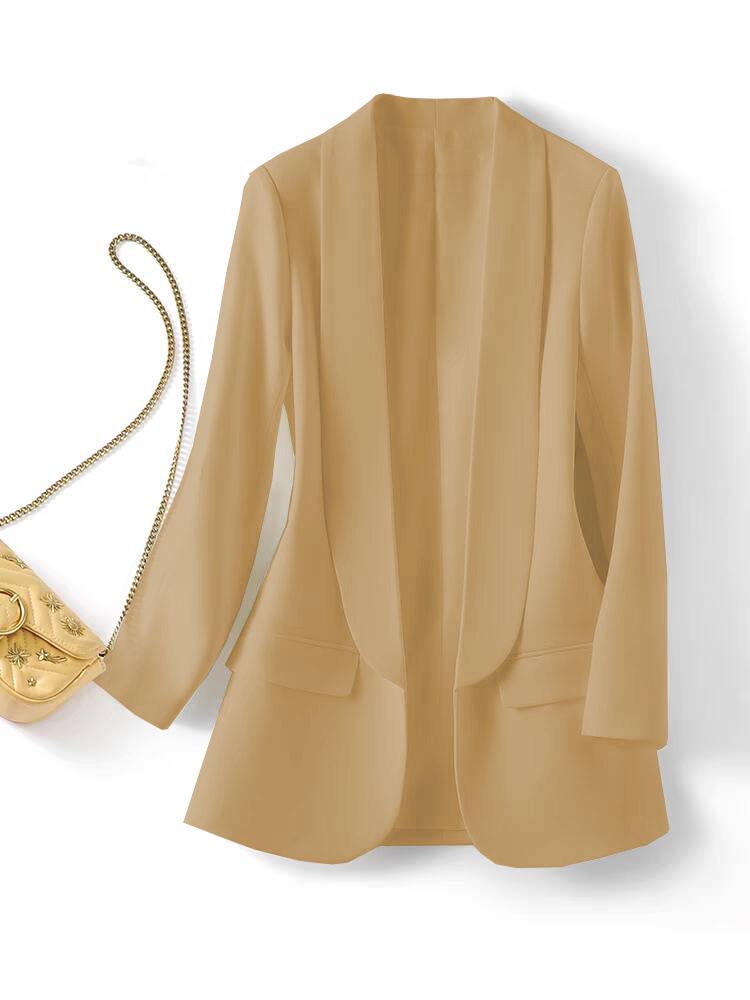 2025 Women's Slim Fit Lapel Suit - Solid Color, Spring/Autumn, Elegant Commute Style