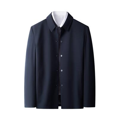 Neue Herren Freizeitjacke Business Gentleman Revers Verdeckter Knopf Herrenjacke Mittleren Alters Dünne Jacke