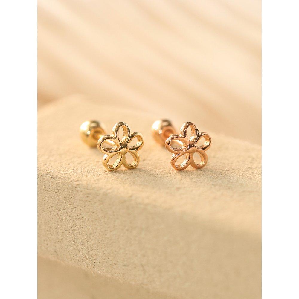 14K Point Five-Petal Piercing Earrings