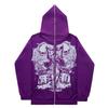 Full zip hoodie sweater gothic high street full zip oversized coat men's and women's streetwear y2 coat