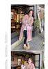Women's Pink Elegant Long Lambswool Coat - 2025 Korean Style Autumn/Winter Slimming Jacket