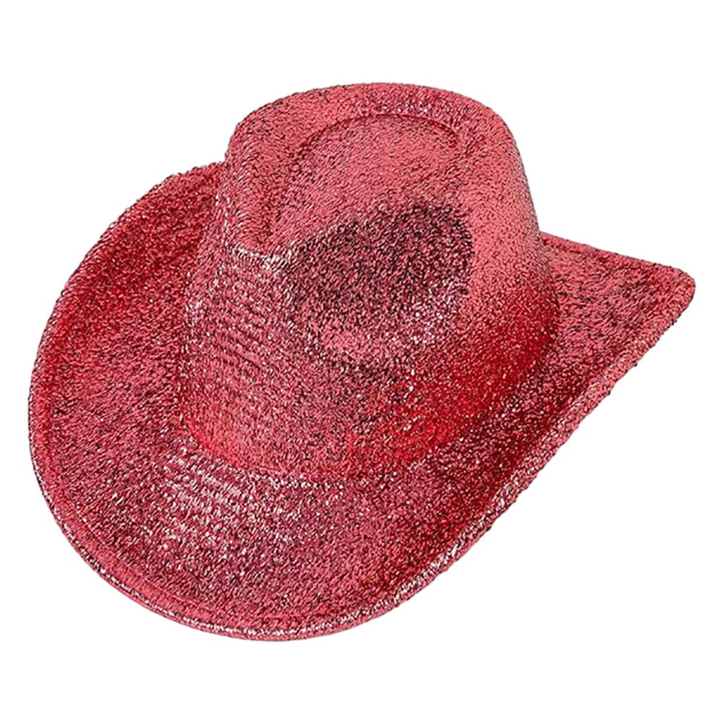 Funny Party Hats Cowgirl Hat Glitter Trims Ladies Cowboy Hats for Womens Metalic Disco Cowgirl Hat Glow Hats