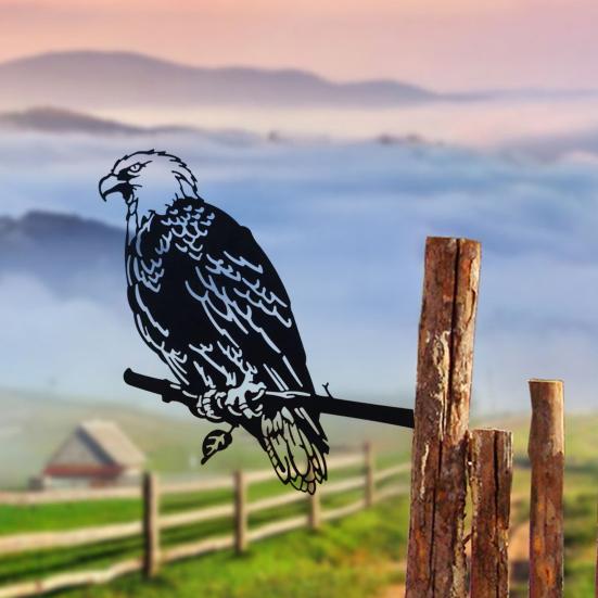 Yousheng Vlajka Orla Stromová Kůl Kovová Silueta Zvířete Dekorace Zahradní Dekorace Zvířecí Znamení s Kůlem pro Zahradní Strom Plotový Sloupek Venkovní Dekorace