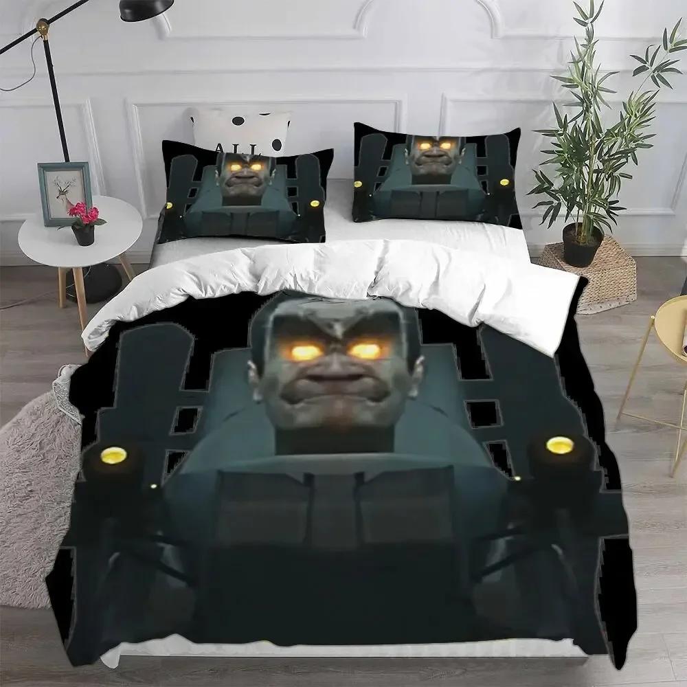Game Skibidi Toilet Arale Bedding Set Print With Pillowcase Bed Duvet Cover Soft Single Double Queen Super King Size Kids Adult
