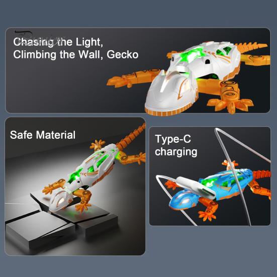 Children Climbing Gecko Toy Remote Control Toy, Red Light Tracking RC Sensing Crawling Lizard Robot, Walls & Ceilings Simulation Chameleon
