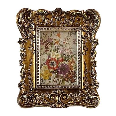 Hand Carved Floral Photo Frame Picture Holder Collectible Ornament Picture Frame for Bedroom Apartment Decoration Birthday Gift