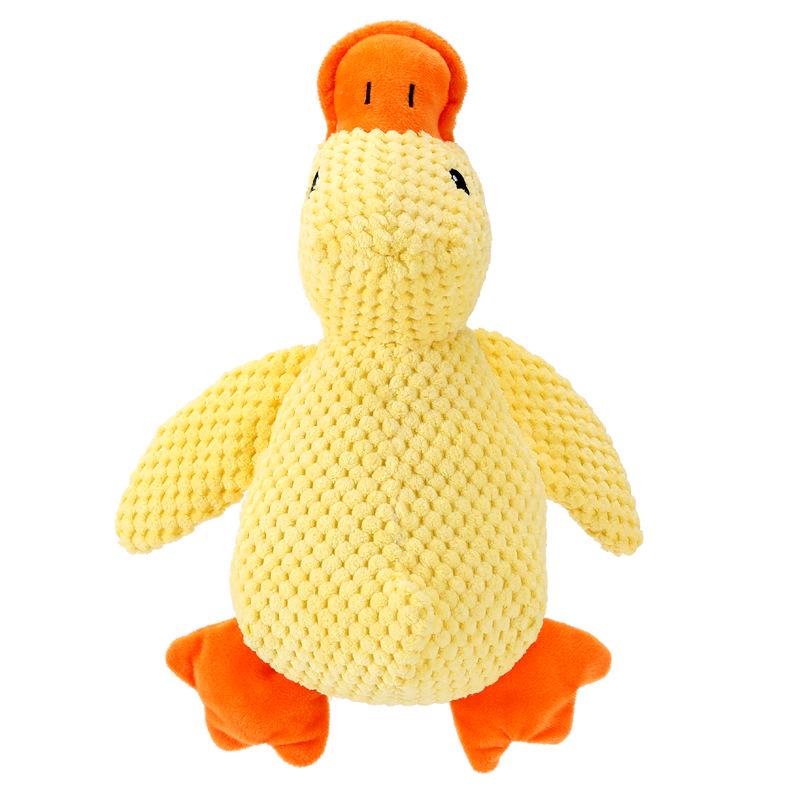 Plush Yellow Duck Dog Toy: Squeaky, Bite-Resistant Teething Companion for Puppies and Dogs