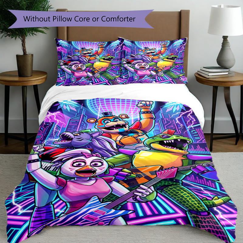 3-teiliges Bettbezug-Set (1 * Bettbezug + 2 * Kissenbezug, ohne Kern), Five Nights at Freddy's Bettwäsche-Set mit Aufdruck, Schlafzimmerdekoration, Ganzjahres-Bettwäsche, Geburtstagsgeschenk