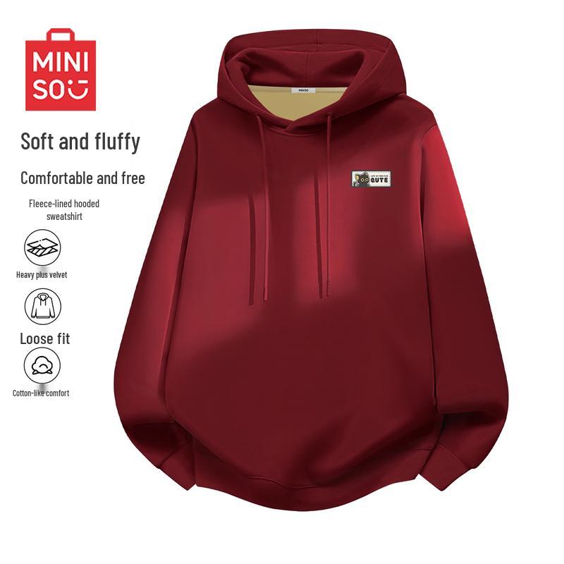 MINISO Men s Plush-Lined Hooded Sweatshirt L