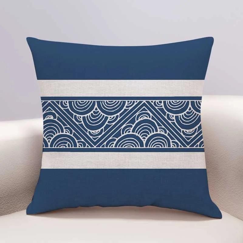 Chinese Wave Pillowcase Sofa Living Room Cushion Cover Bedhead Bedroom Pillow Cover Home Decoration