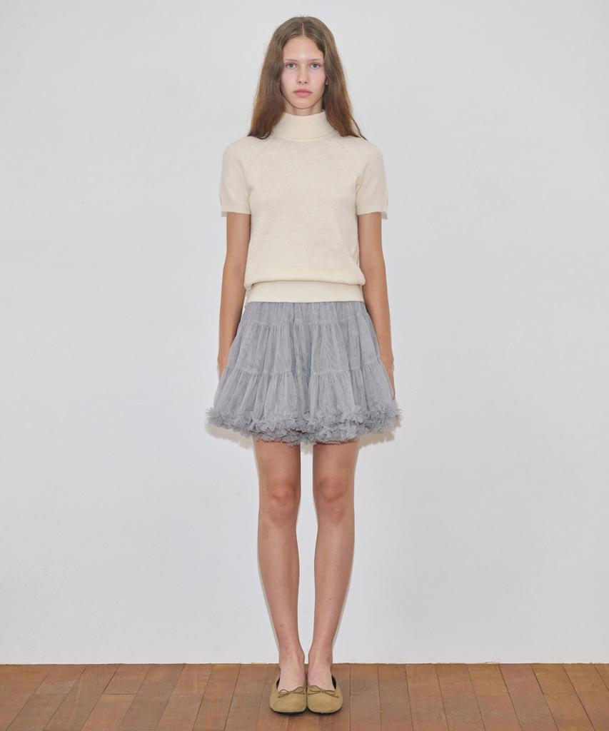 SINOON Rabbit Tie Half Sleeve Turtleneck Knit (Cream)