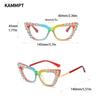 KAMMPT Cat Eye Women Eyeglasses with Rhinestones Stylish Vintage Blue Light Blocking Eyewear Trendy Original Candy Color Glasses