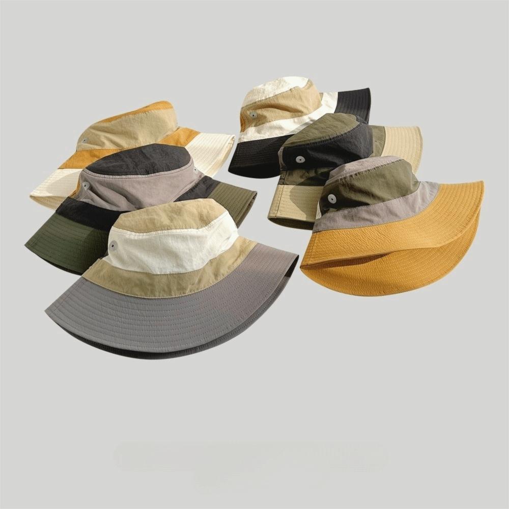 Casual Breathable Quick-Dry Bucket Hat Light Thin Folding Fisherman Hat Patchwork Anti-UV Sun Protection Cap Outdoor