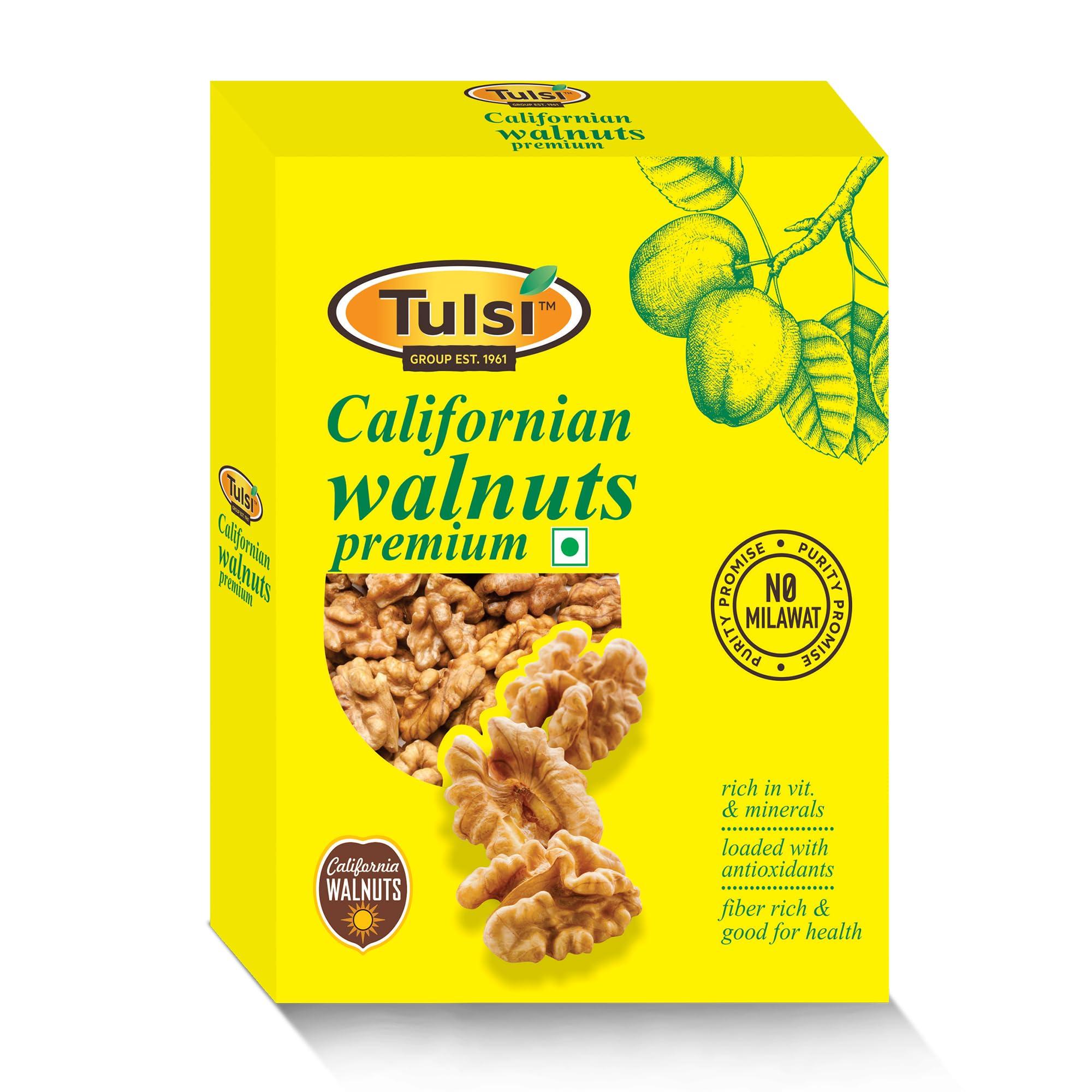 Tulsi California Walnut Kernels Premium 200g | Light Colored Halves | Large Size | Rich in Omega-3 | Akhrot Giri | Delightful Snack | Without She
