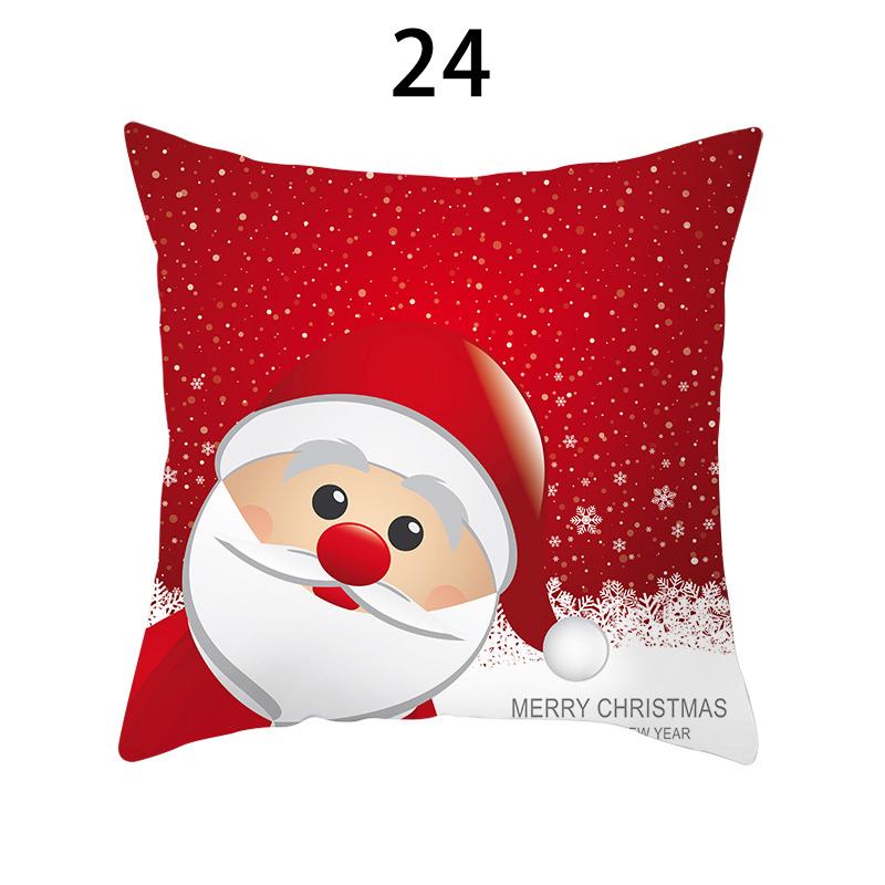 Merry Christmas Cushion Cover Xmas Pillowcase Happy New Year Navidad Santa Claus Red Pillow Cover Ornament Gifts Home Decor