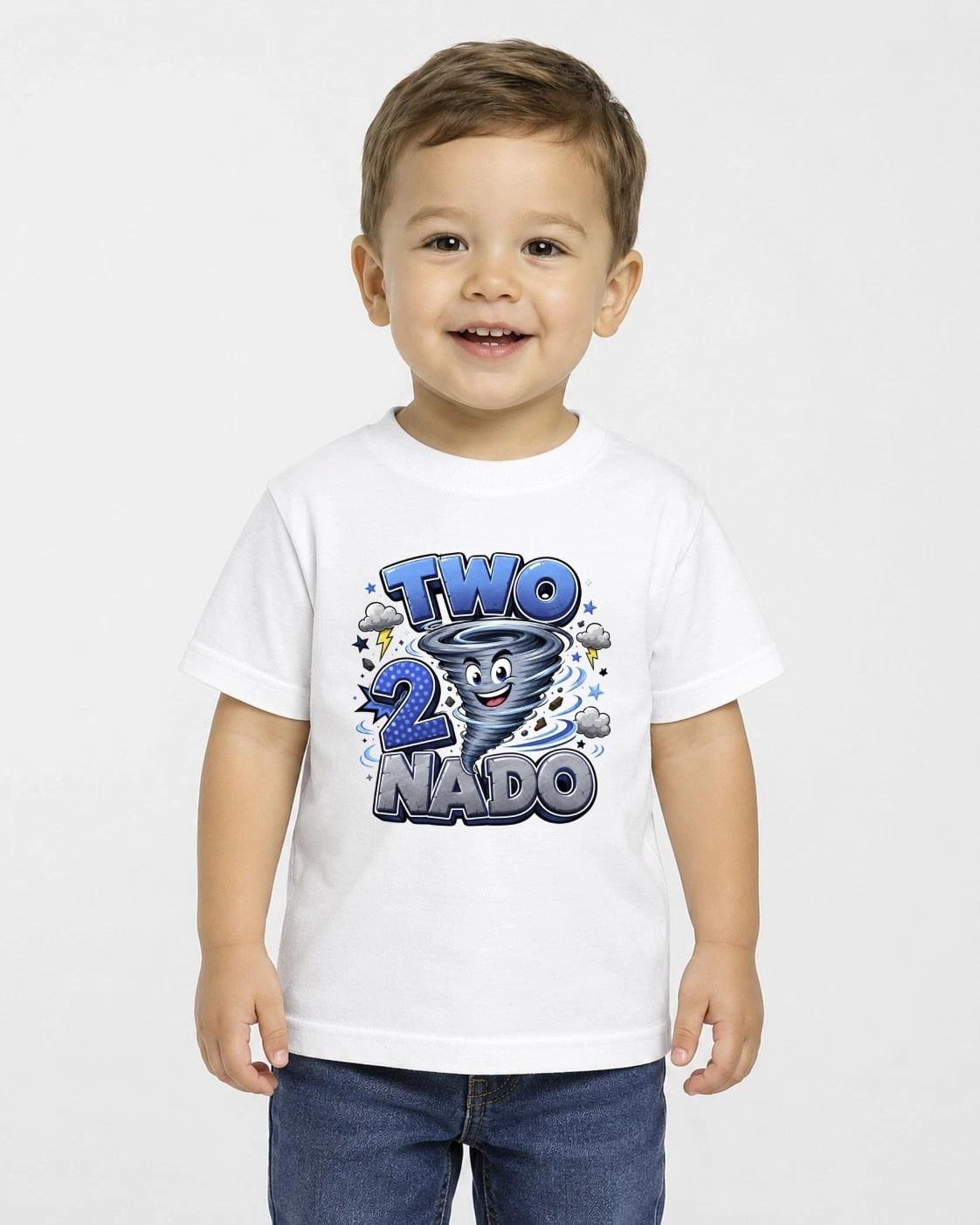 Boys 2nd Birthday Children s Children s Children s T Children s T-shirt Two Nado Tornado Tee Age 2 Party Outfit Gift 160