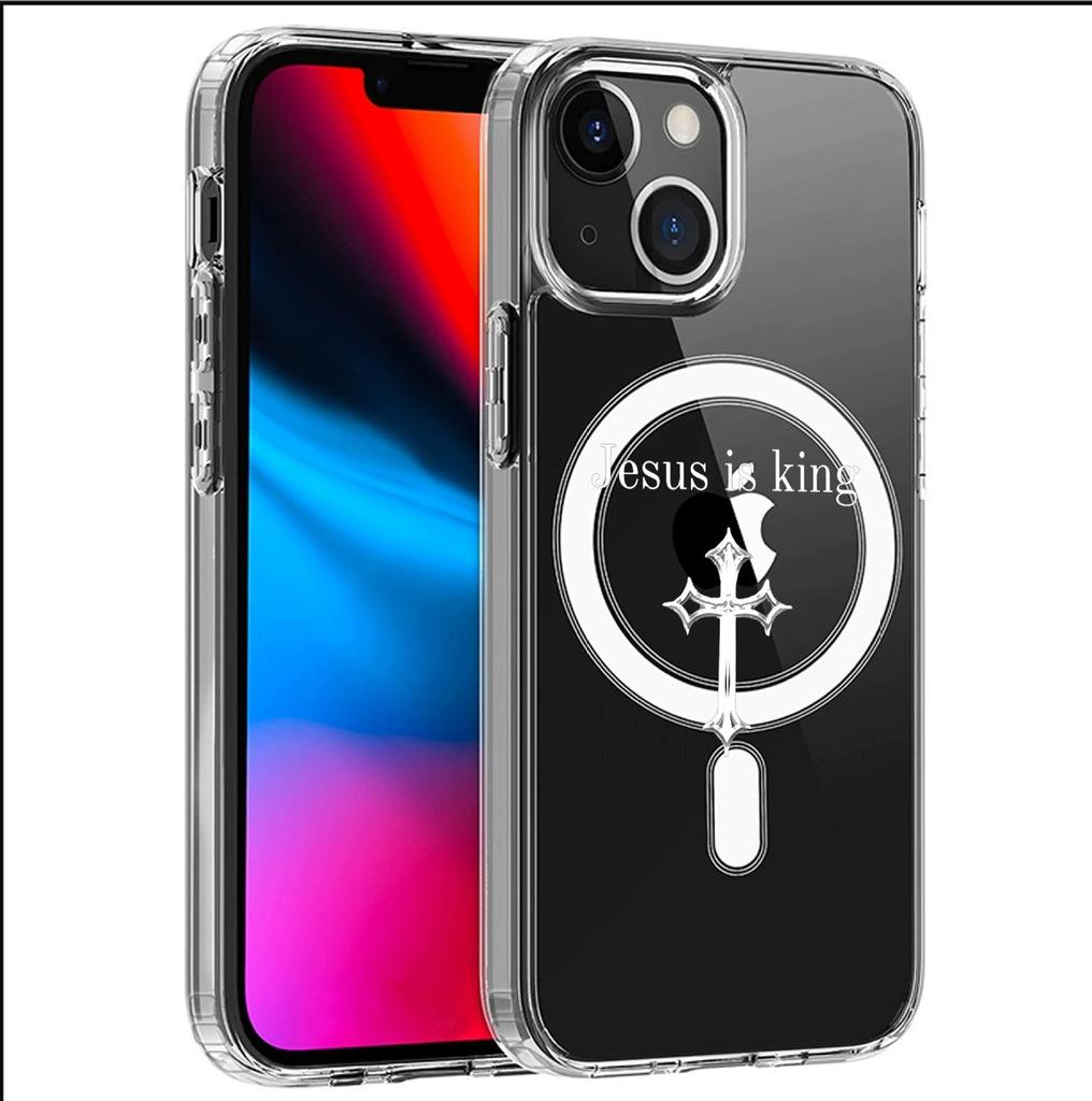 King Crown Magnetic Transparent Full Coverage Case for iPhone 15/16/17 Pro Max