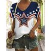 Independence Day Patriotic Women's T Shirt Flag Flag National Flag Casual Red White And Blue Short Sleeve
