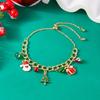 Christmas Bell Santa Claus Tree Deer Wreath Snowman Gift Box Crystal Pendant Bracelet Xmas Chain Bangles For Women Men Jewelry