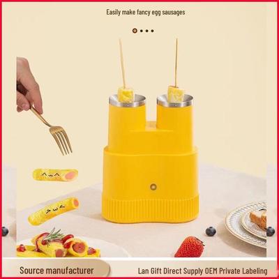 Compact Dual-Pot Breakfast Maker: Automatic Egg & Sausage Cooker with Double Barrel Egg Roll Feature