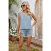 Women's New Spring and Summer Round Neck Hollow Pleated Vest Sleeveless Top T-shirt