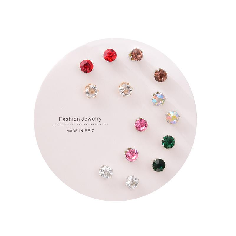 One week stud earrings set, simple and small combination earrings, women's Korean version, new trendy temperament, small earrings, simple and advanced