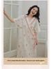 2025 Summer Kimono Maternity Nightdress - Crinkle Cotton, Postpartum Mid-Length, Short Sleeve Nursing Dress