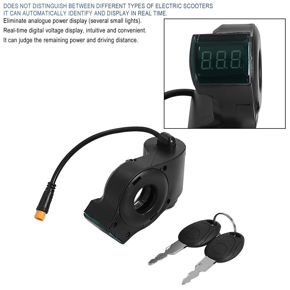 Κλειδί Κλειδαριάς Ανάφλεξης Ηλεκτρικού Ποδηλάτου Γκάζι αντίχειρα για KUGOO M4 XiaoMi M365 Βολτόμετρο Ψηφιακή Ένδειξη Τάσης Διακόπτης 3Pin Ηλεκτρικό Πατίνι