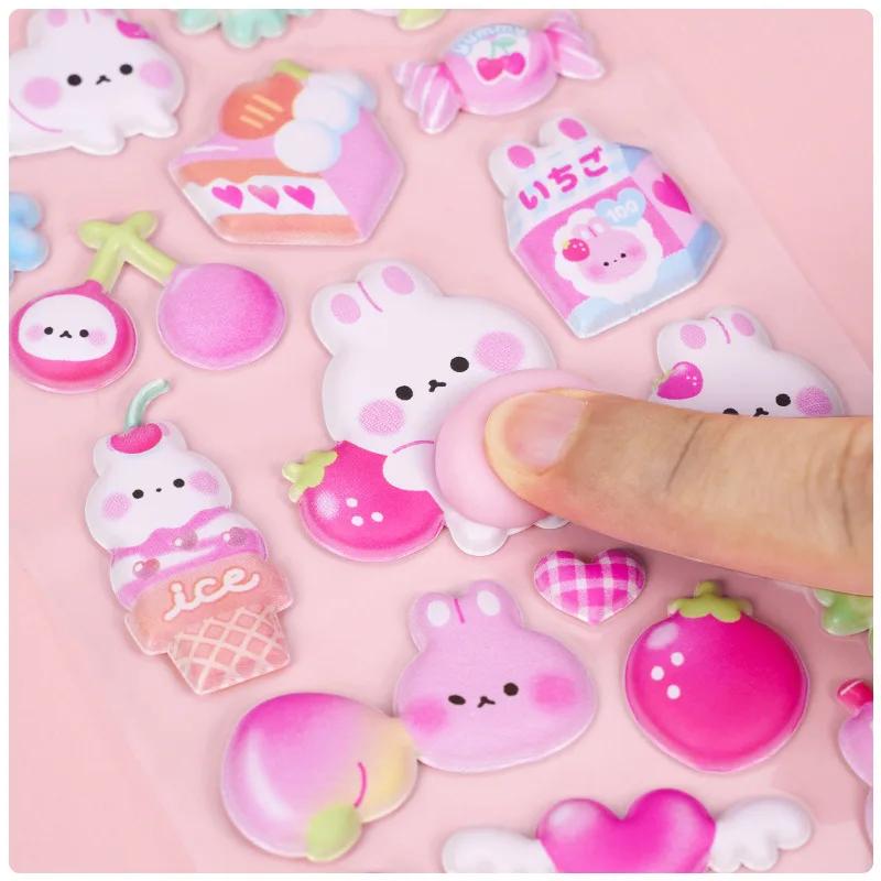 Kawaii Cartoon Soft Cute Little Rabbit 3D Pinching Relaxing Butt Stickers Cute DIY Mobile Book Decoration Stickers Festival Gift