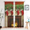 Christmas Stockings Fireplace Curtains Suitable Living Room Bedroom Kitchen Home Decoration Light Blocking Set Of 2 Made Polyester Great Decor
