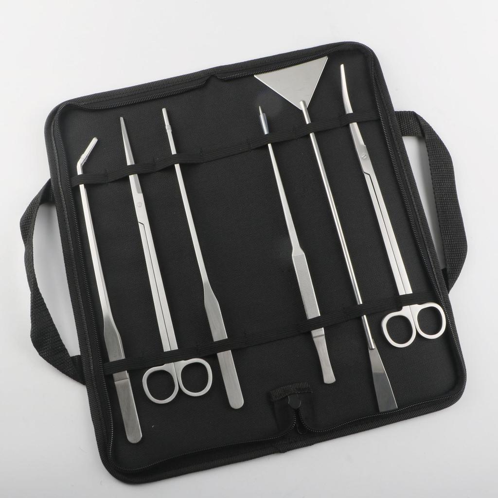 Aquatic Plant Care Kit: Scissors, Sand Leveler, Tweezers, Cloth Bag - 5-Piece Set.