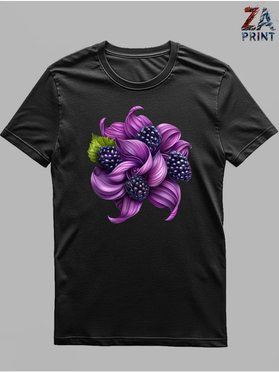 Красивая футболка с принтом черники S