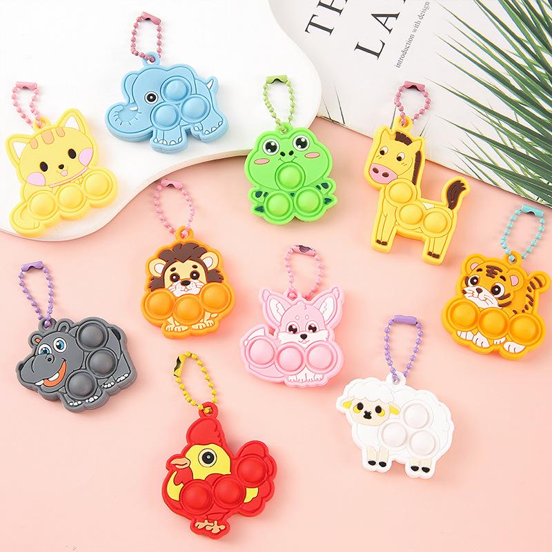 5-30pcs Mini Push Pop Bubble Fidget Toys Keychains Decor Kids Stress Supplies Birthday Party Favor Gifts Classroom Prize