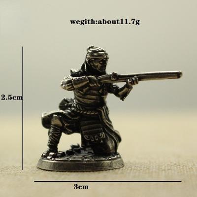 White Copper Japanese Shogunate Samurai Gun Soldiers Figurines Miniatures Vintage Metal Soldiers Model Statue Desktop Ornament