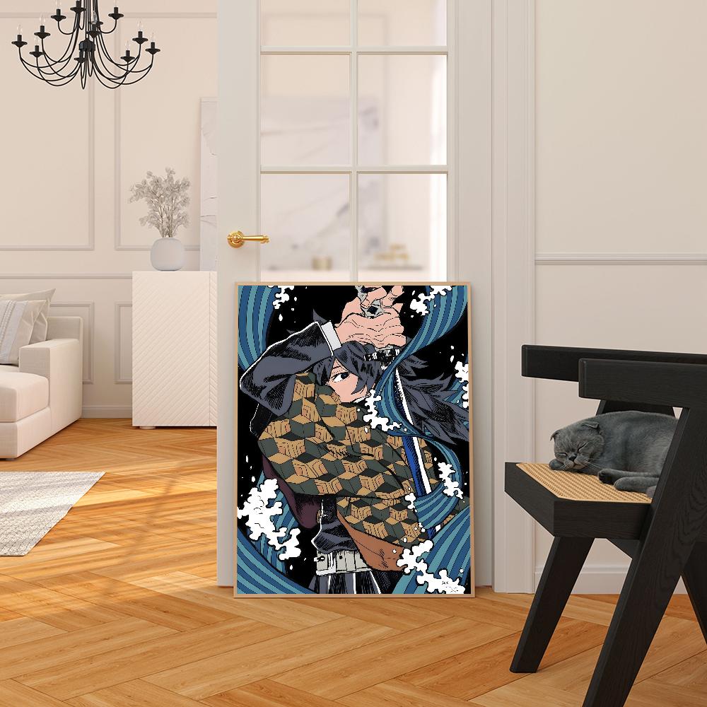 Demon Slayer Tomioka Giyuu DIY Sticky Poster Fancy Wall Sticker for Living Room Bar Decoration Wall Decor