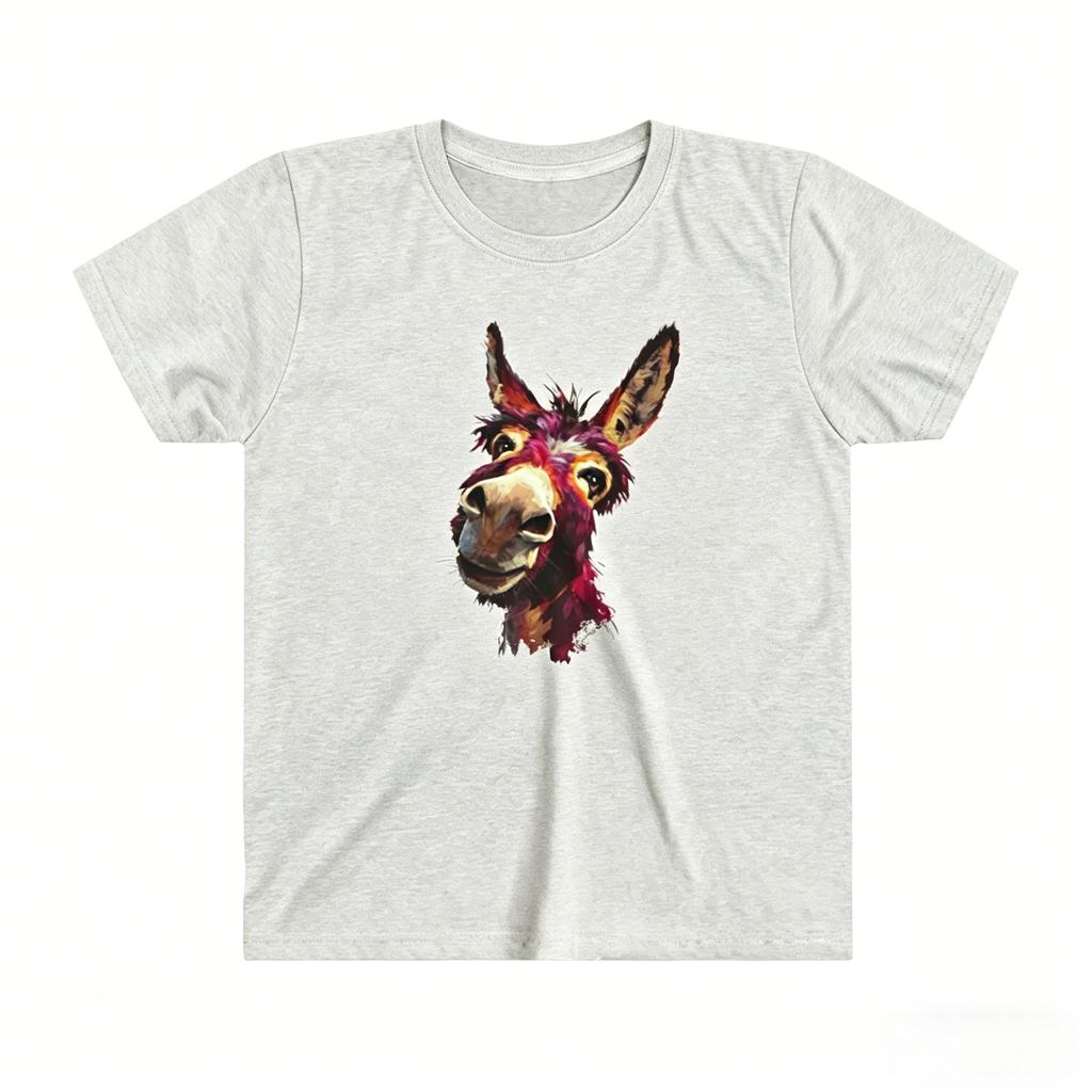 Cute Donkey Graphic Tee for Kids Funny Print Casual Daily Wear Beach Vacation Party Outfit Soft Cotton Machine Washable